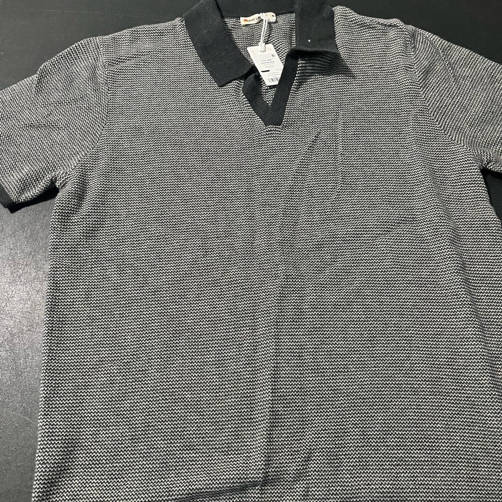 Marine Layer Black and White Polo Shirt